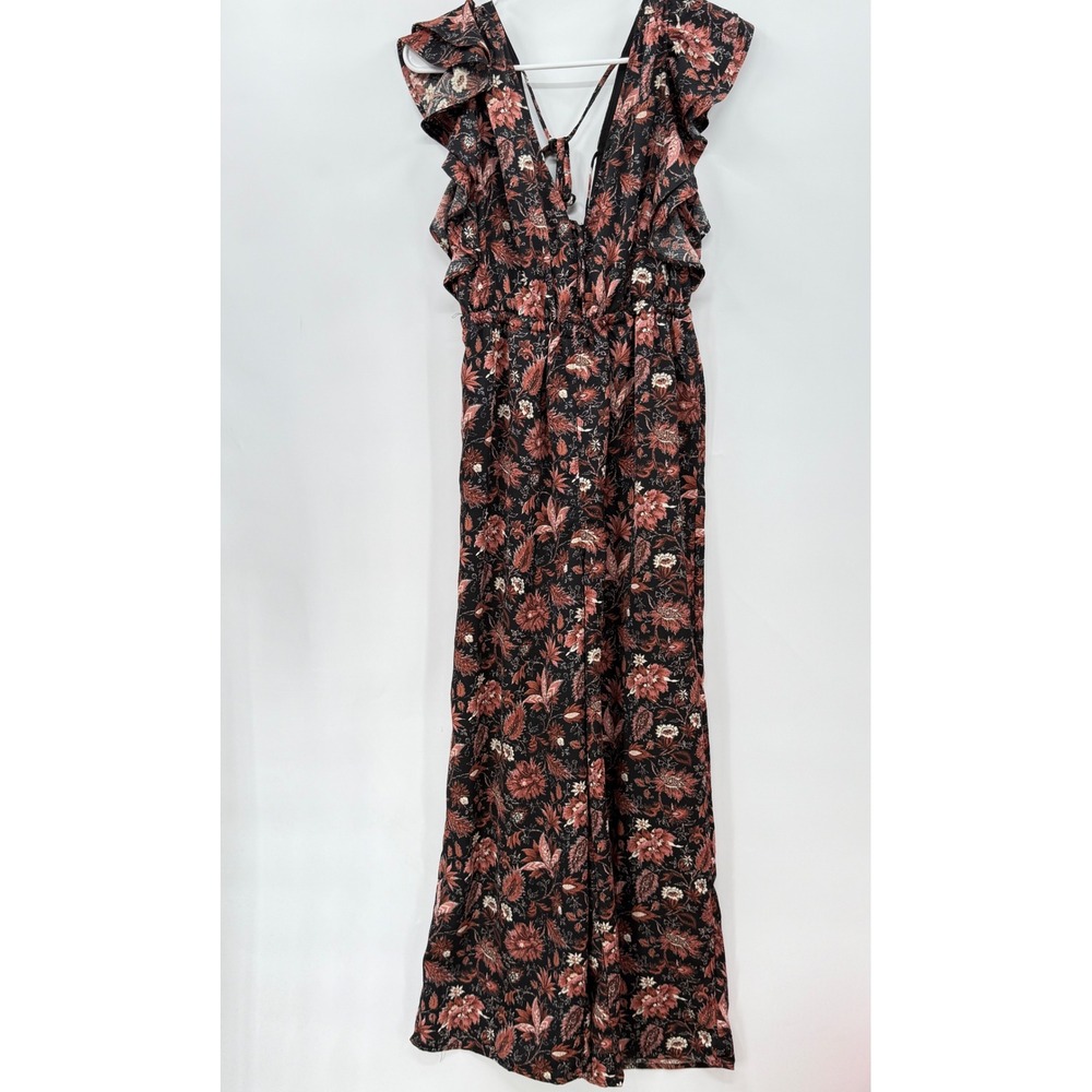 Madewell Floral Print Jumpsuit Ruffle Sleeve V Neck Women's Size Small